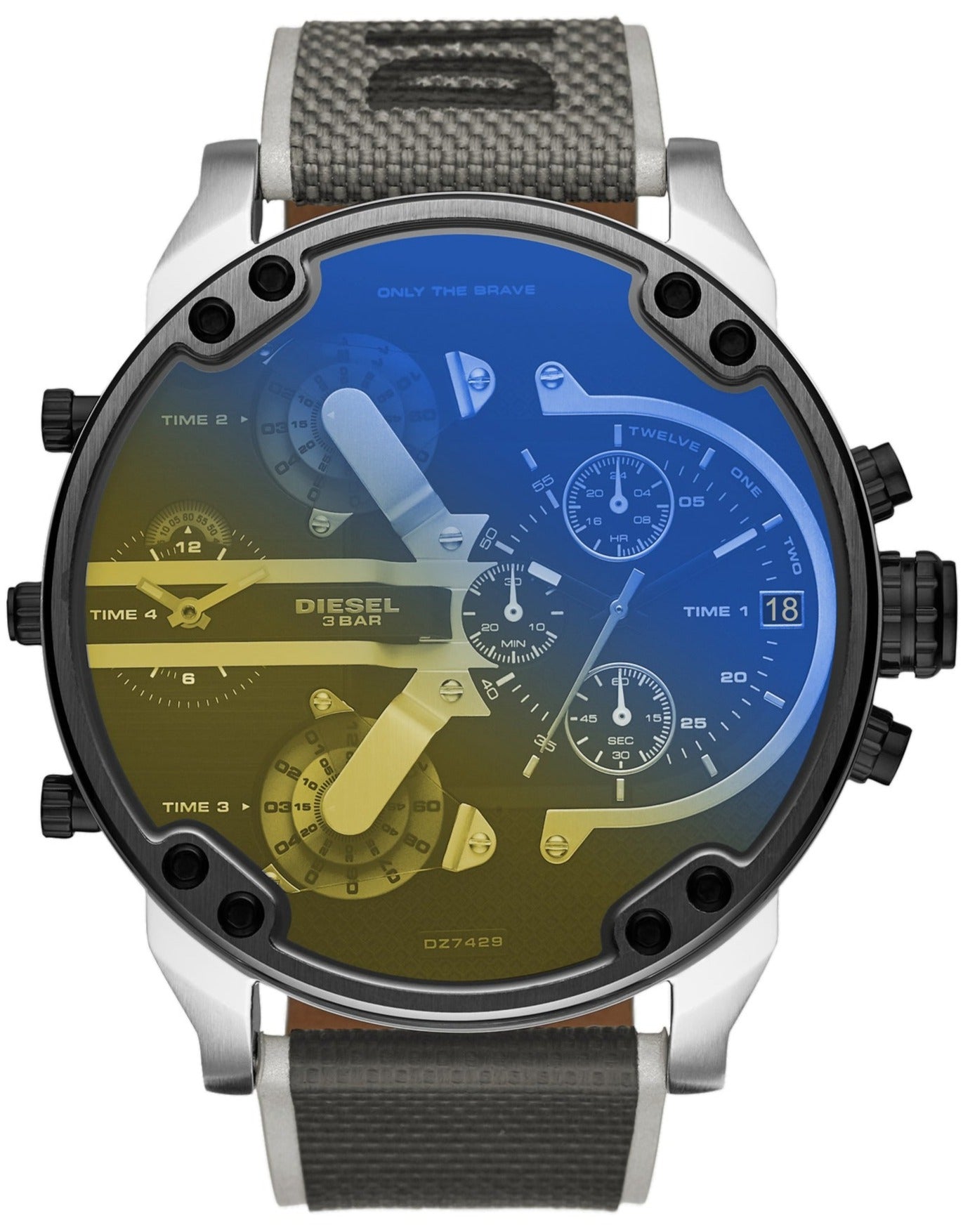 Diesel DZ7429 Mr. Daddy 2.0 Chronograph Men's Watch - Black Dial & Grey Nylon Strap