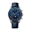 Omega Speedmaster Moonphase Moonphase Chronograph 44.25mm Watch - Blue on Leather Strap